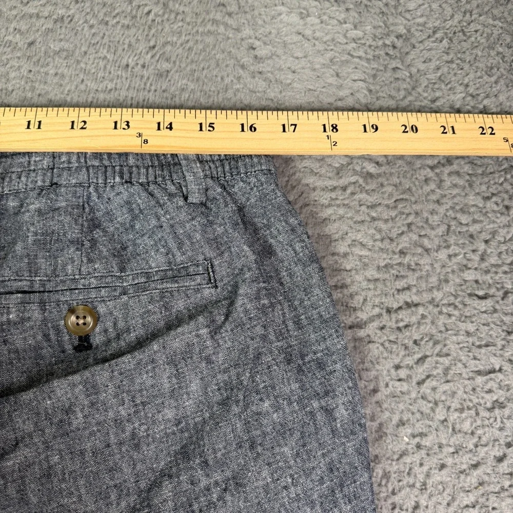 Banana Republic Linen Pants Mens 34x27 Blue Slim Tapered Drawstring Chino Beach